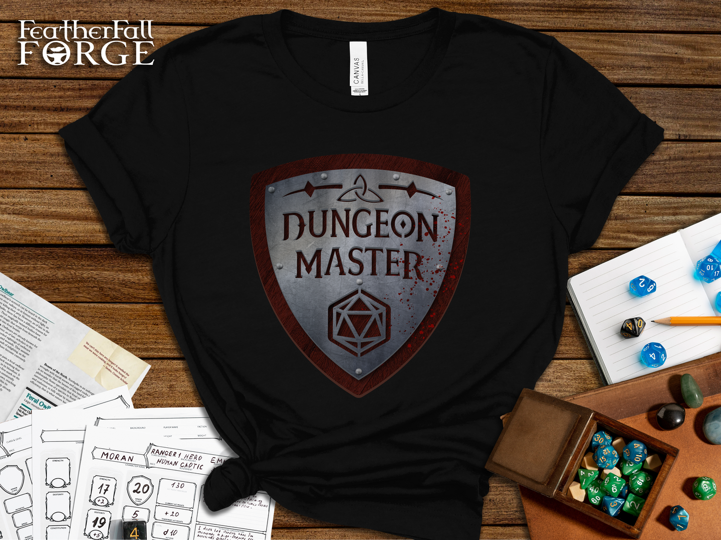 D&D Dungeon Master Shield D20 T-shirt, Cool Dungeons and Dragons Inspired Tee