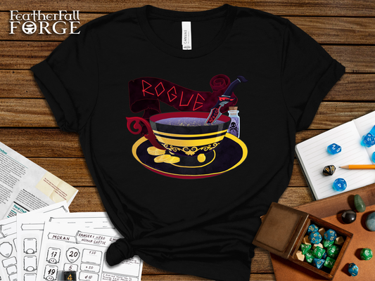 D&D Rogue Class T-shirt, DnTea Rogue, Tea Cup Dungeons and Dragons Inspired Tee