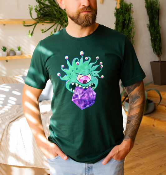 DnD Beholder D20 T-shirt, Cute Dungeons and Dragons Inspired Tee