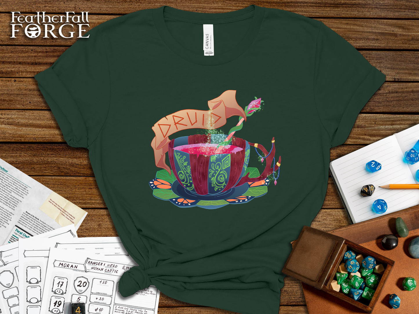 DnTea Druid, DnD Druid Class T-shirt, Tea Cup Dungeons and Dragons Inspired Tee