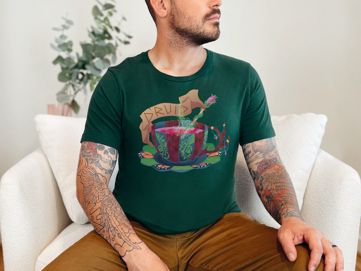 DnTea Druid, DnD Druid Class T-shirt, Tea Cup Dungeons and Dragons Inspired Tee