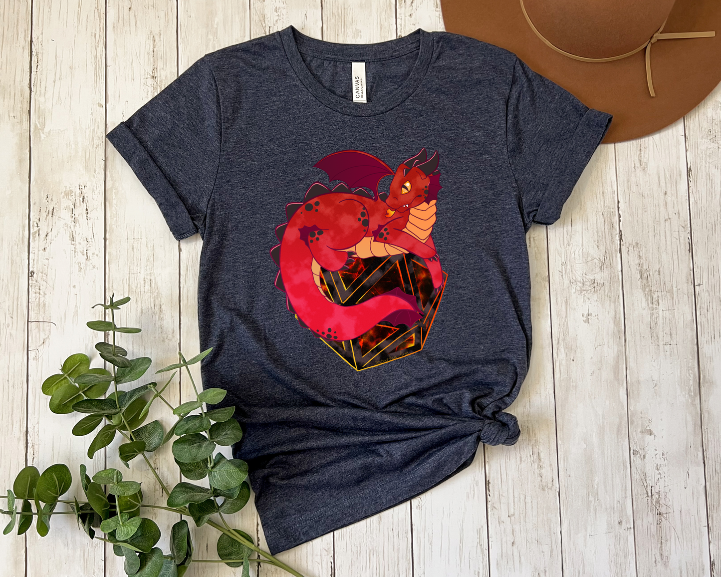 D&D Red Dragon D20 T-shirt, Cute Dungeons and Dragons Inspired Tee