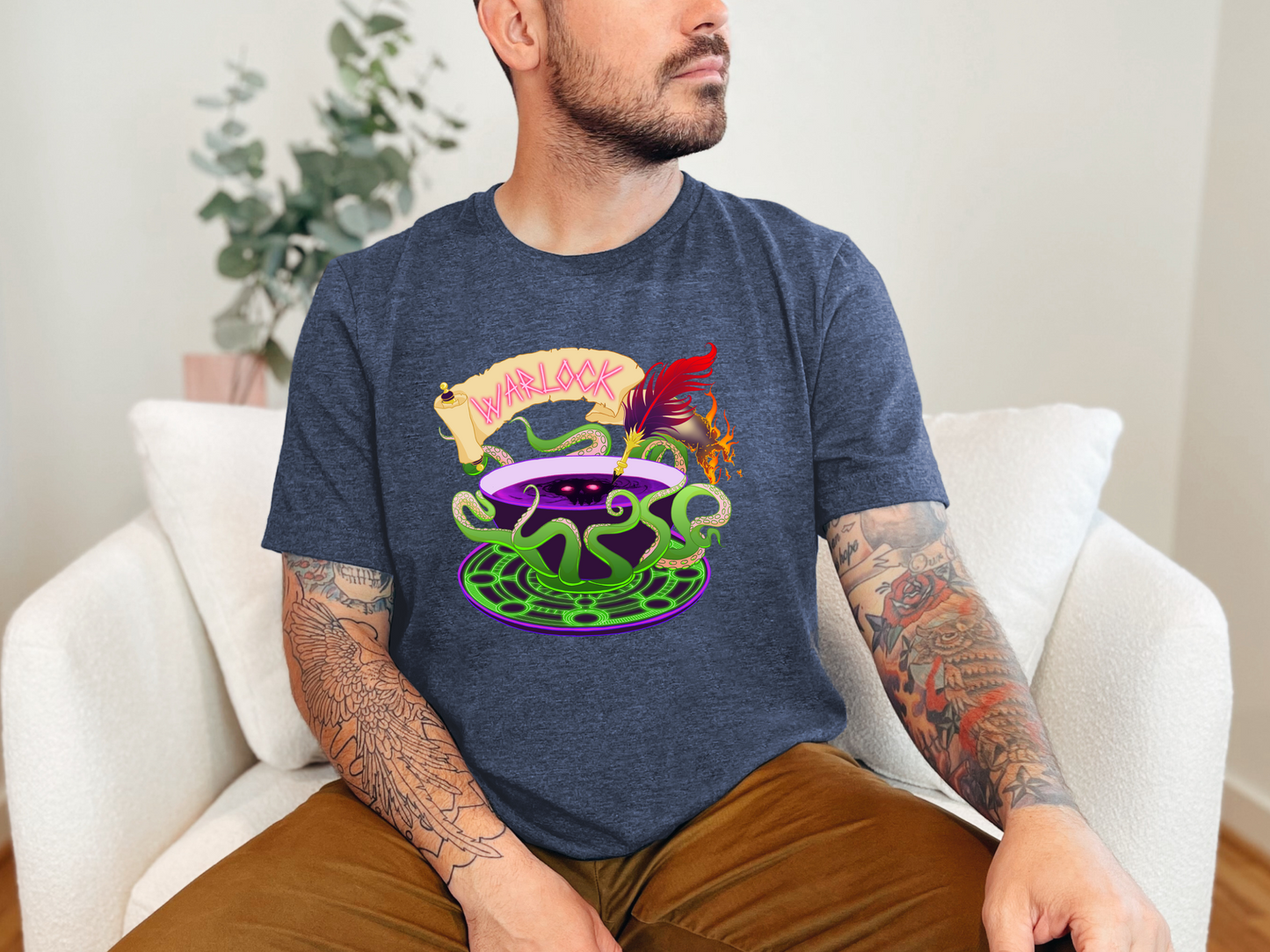 DnD Warlock Class T-shirt, DnTea Warlock, Tea Cup Dungeons and Dragons Inspired Tee