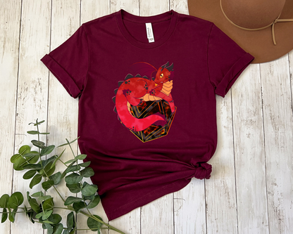 D&D Red Dragon D20 T-shirt, Cute Dungeons and Dragons Inspired Tee