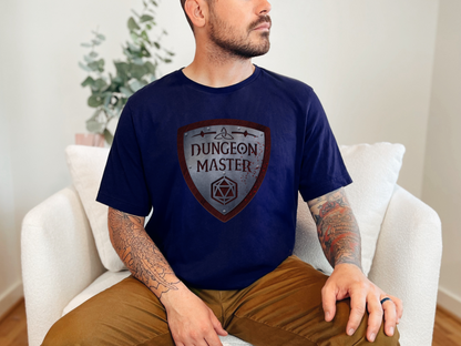 D&D Dungeon Master Shield D20 T-shirt, Cool Dungeons and Dragons Inspired Tee