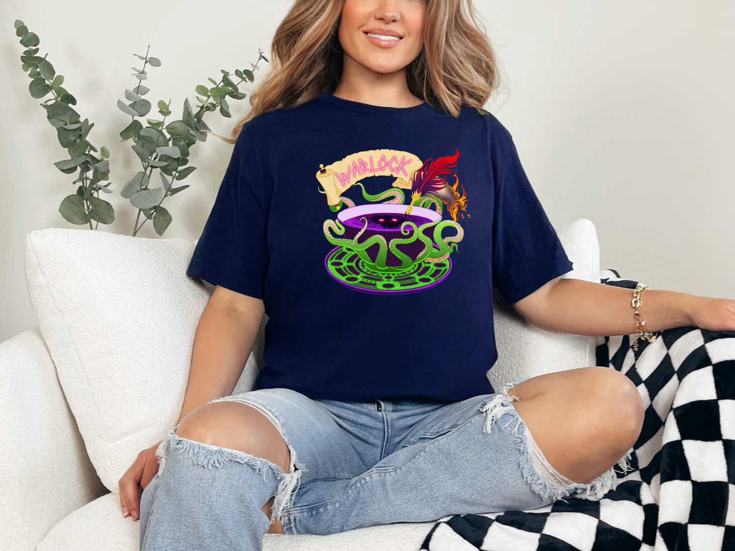 DnD Warlock Class T-shirt, DnTea Warlock, Tea Cup Dungeons and Dragons Inspired Tee