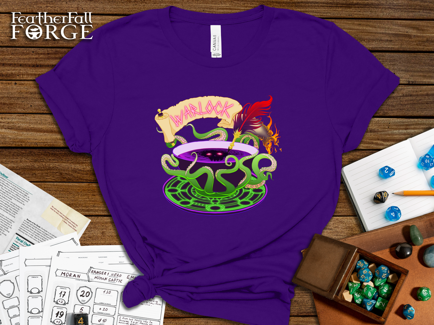 DnD Warlock Class T-shirt, DnTea Warlock, Tea Cup Dungeons and Dragons Inspired Tee